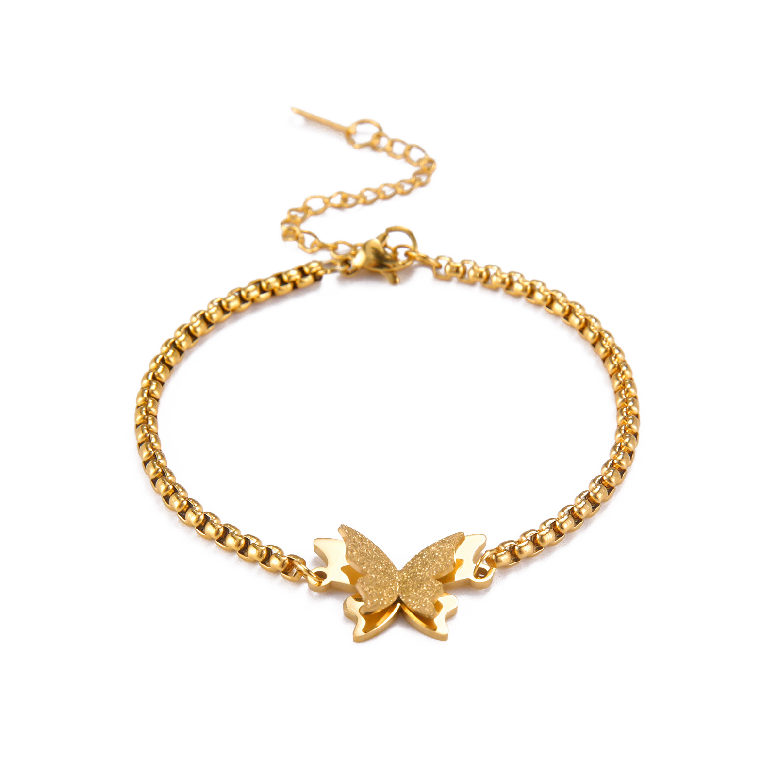 Gold box chain bracelet