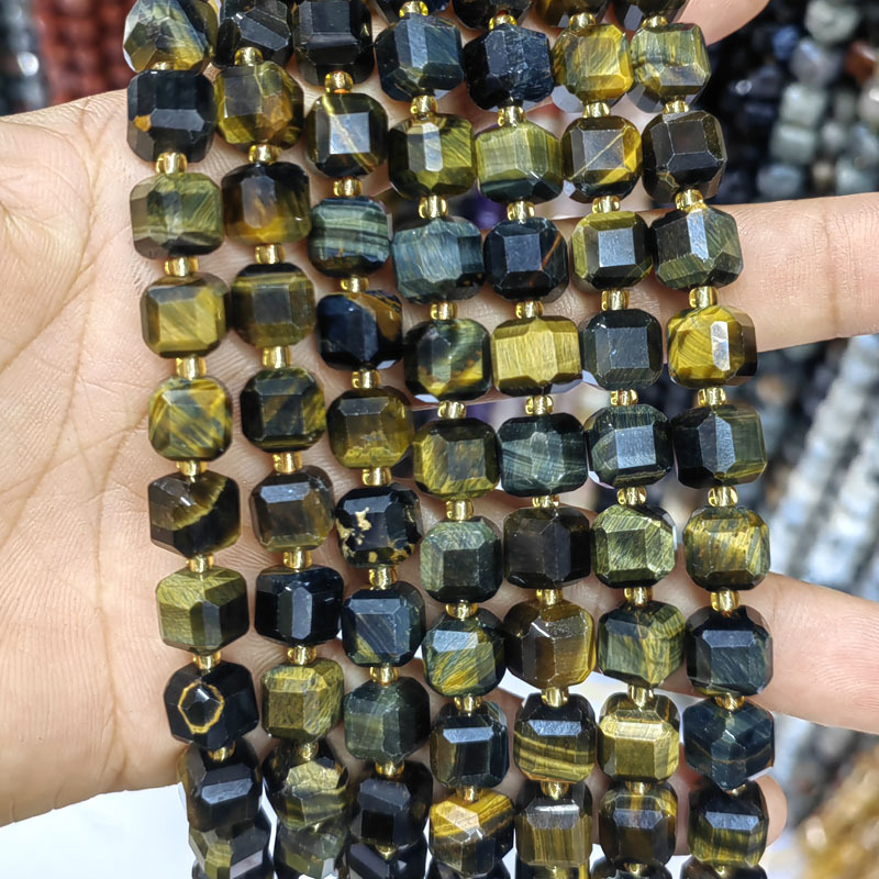 Yellow-blue tiger-eye stone