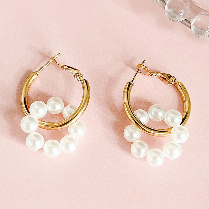 Gold pearl ear loops