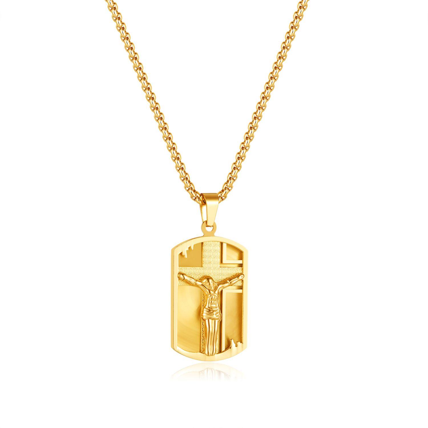 Gold - Pendant + Square pearl chain 3x55cm