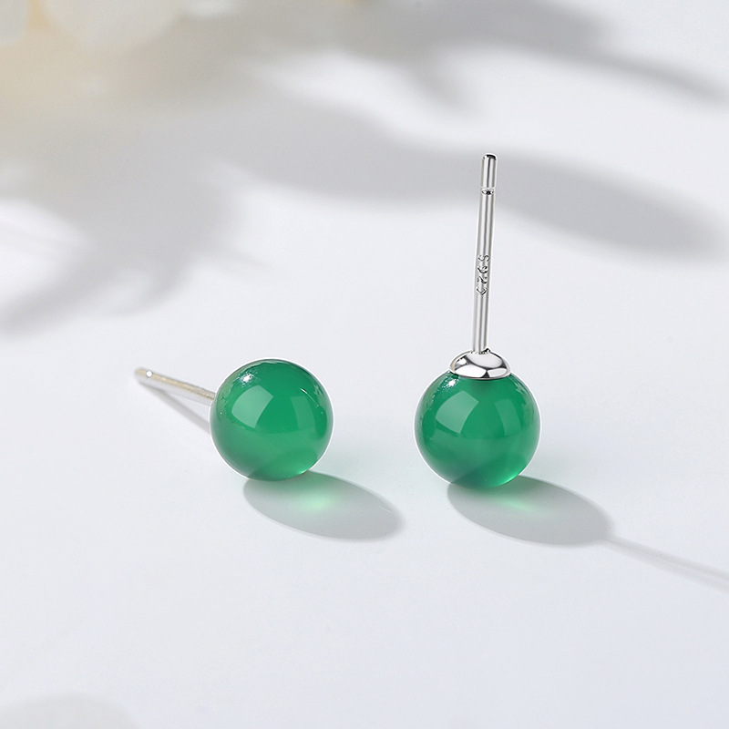 5:Green agate earrings 6mm