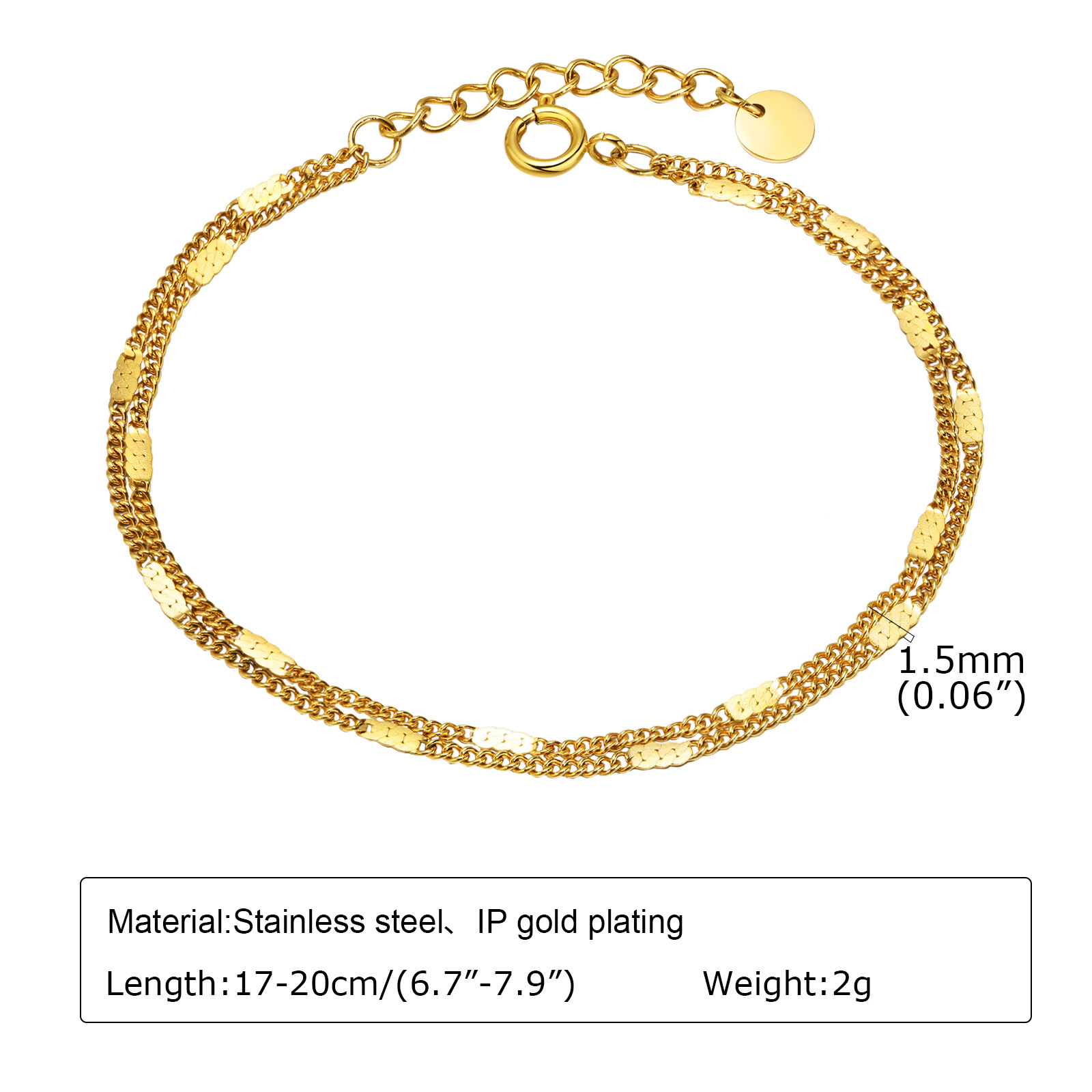 Double bracelet 17cm tail chain 3cm