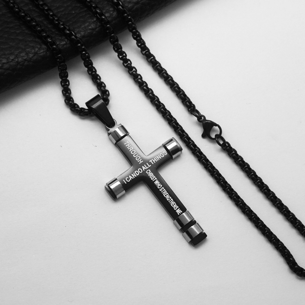 Black with 60cm square pearl chain