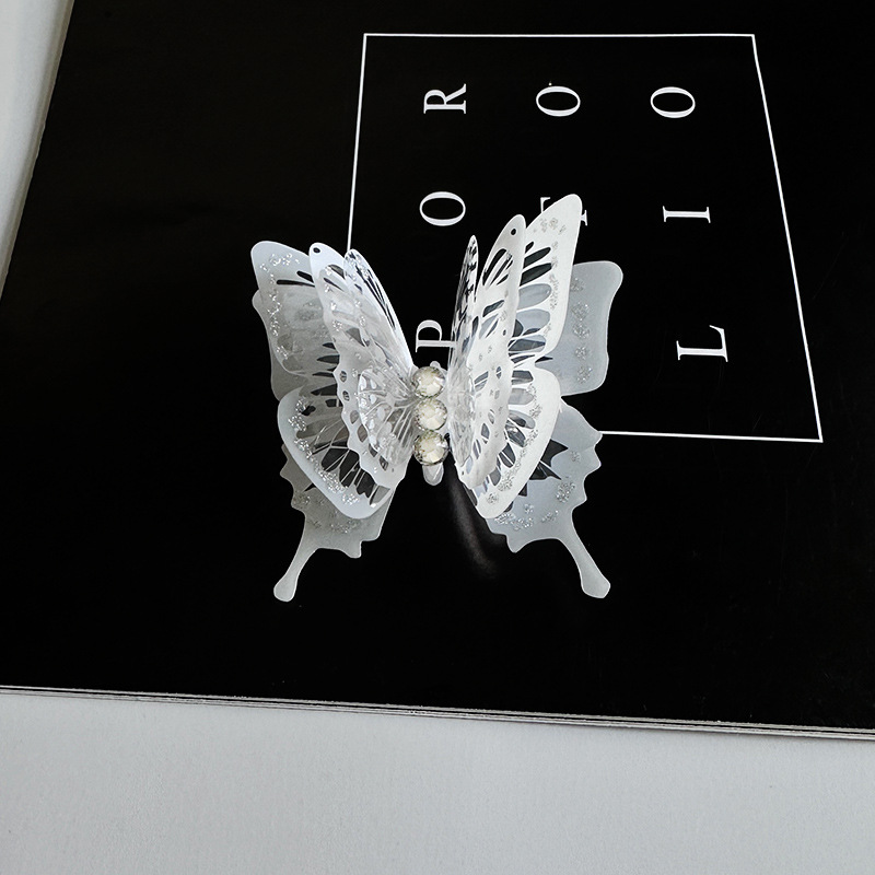 White diamond butterfly bobby pin