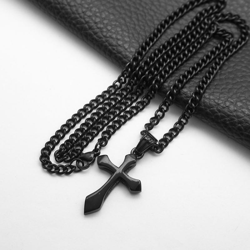 Black with 55cm black Cuban chain