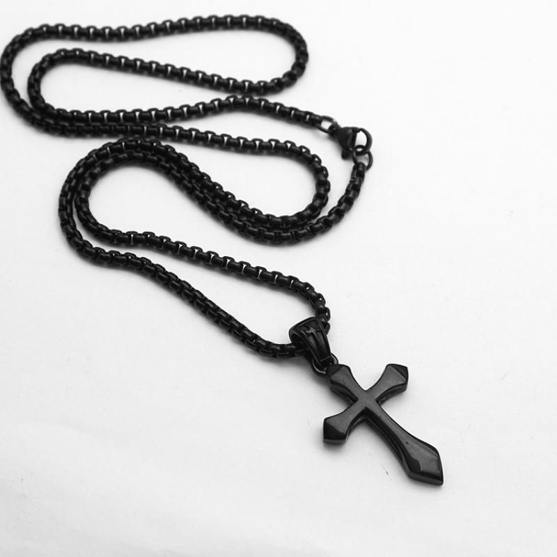 Black with 60cm black square pearl chain