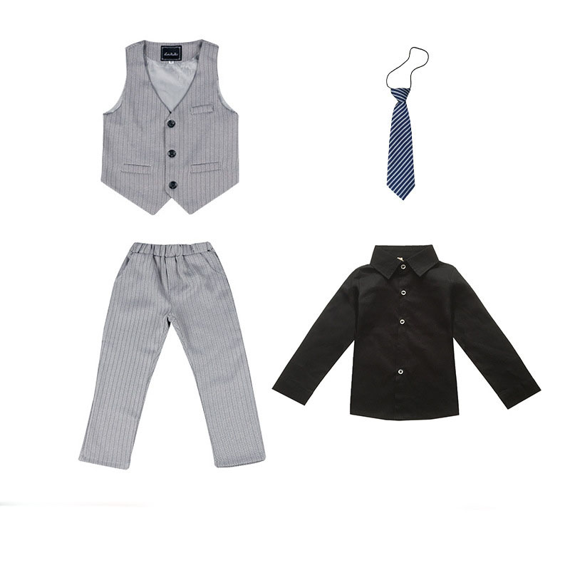 gray vest 4-piece set