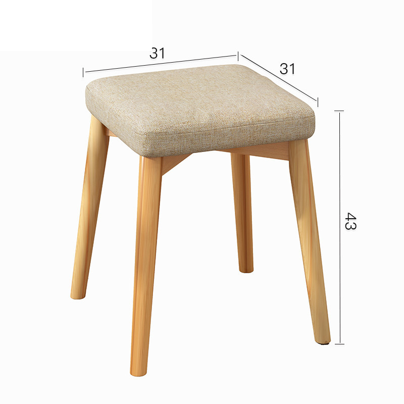 Beige-wooden square stool