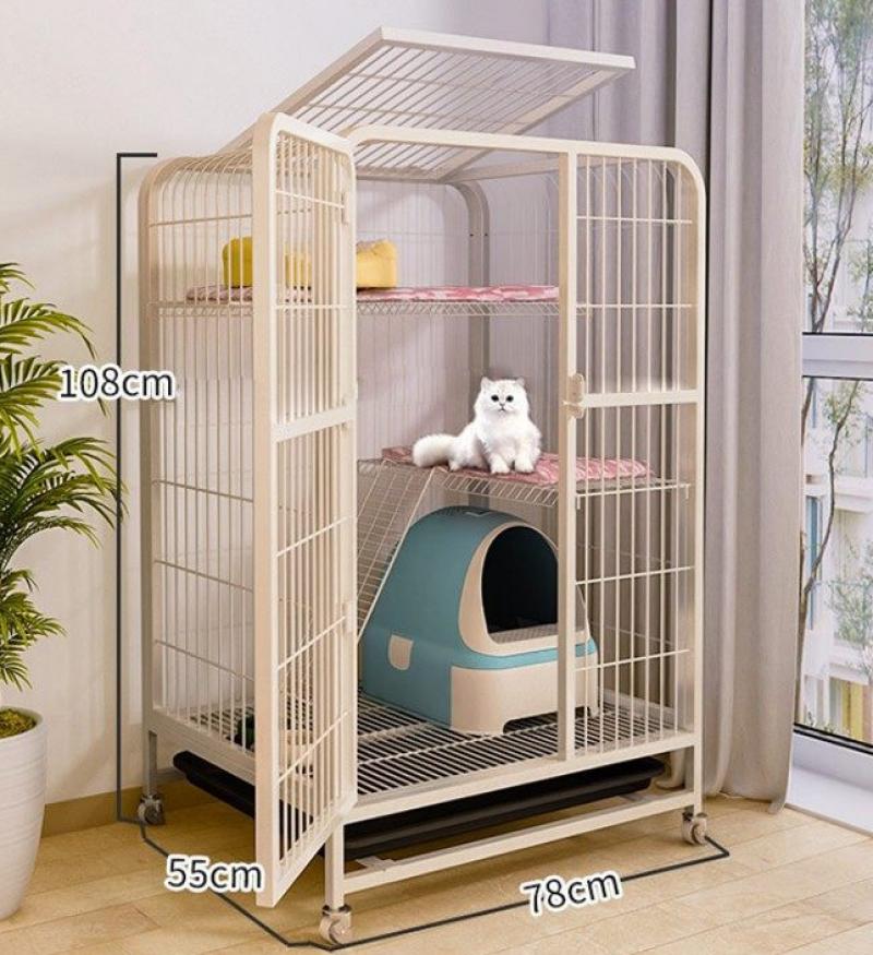 White 108 # three-layer square tube cat cage (78 * 55 * 108 cm)