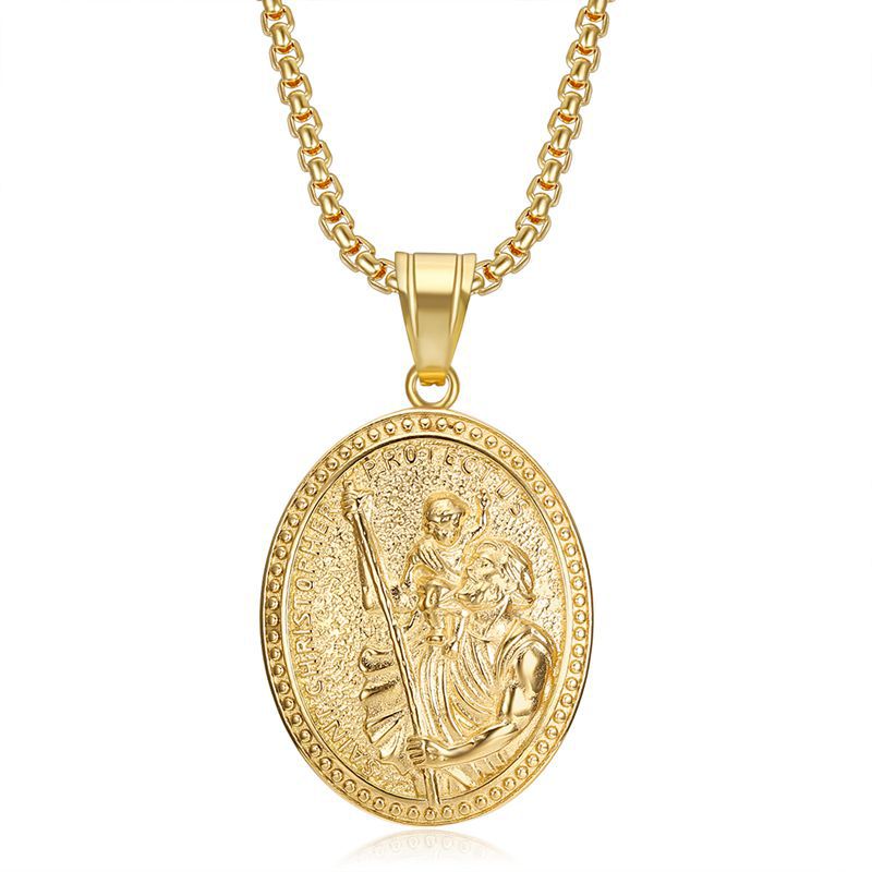 Gold single pendant 30x51mm