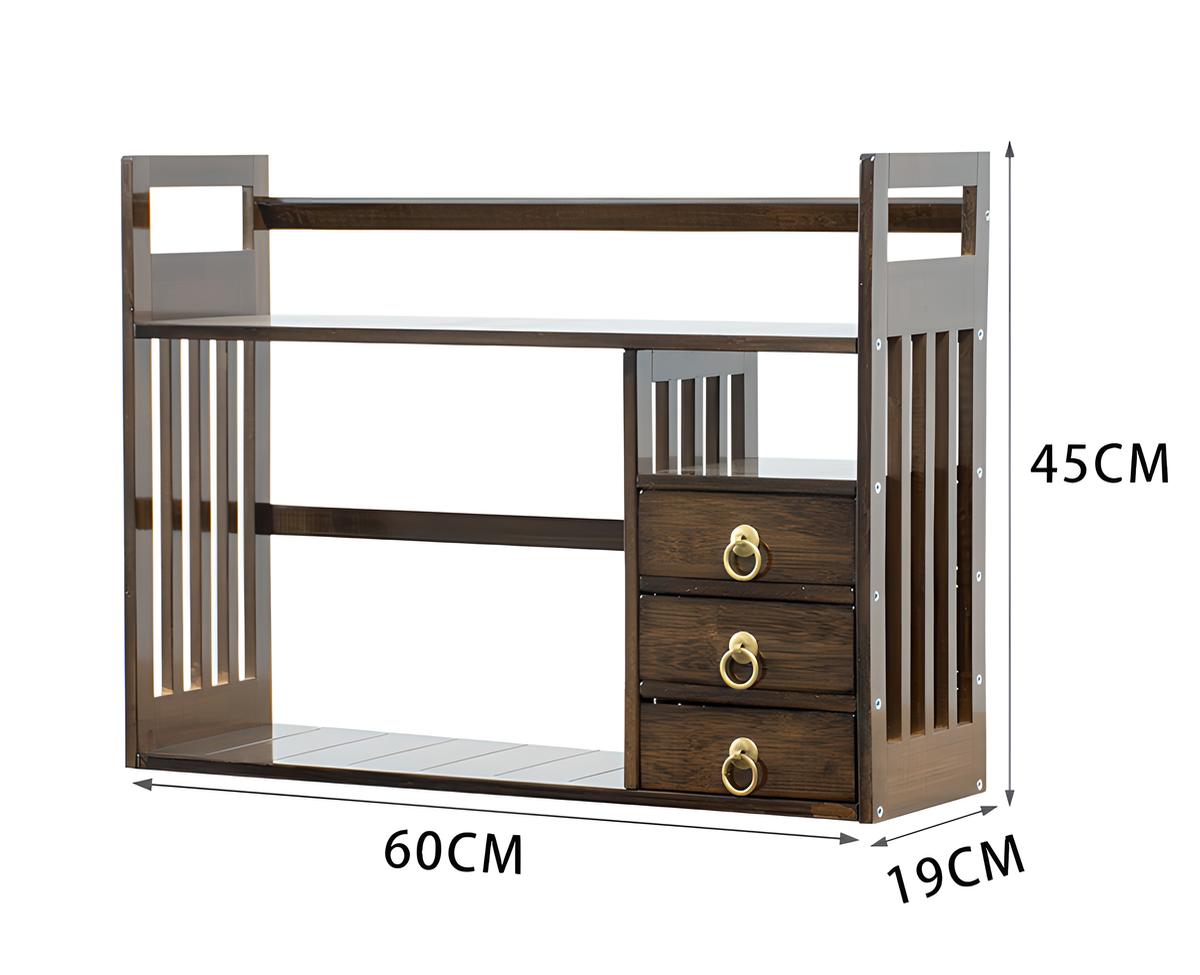 Simple desk bookshelf walnut color 60 three drawer [ drawer left and right optional ]