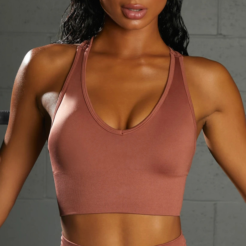 Brick red V-neck bra