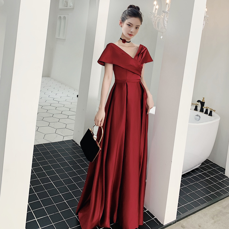 Long red satin