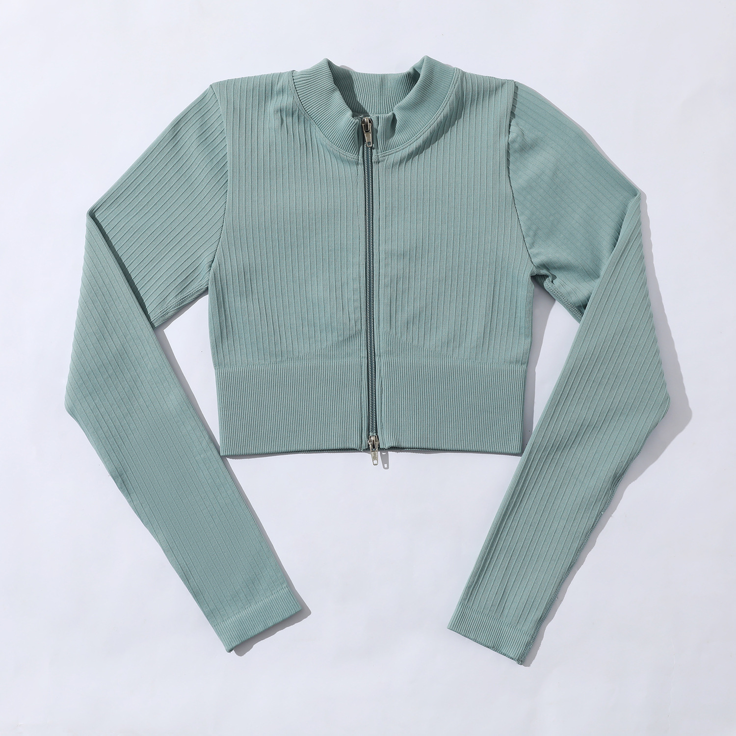 Gray blue zip-up long sleeves