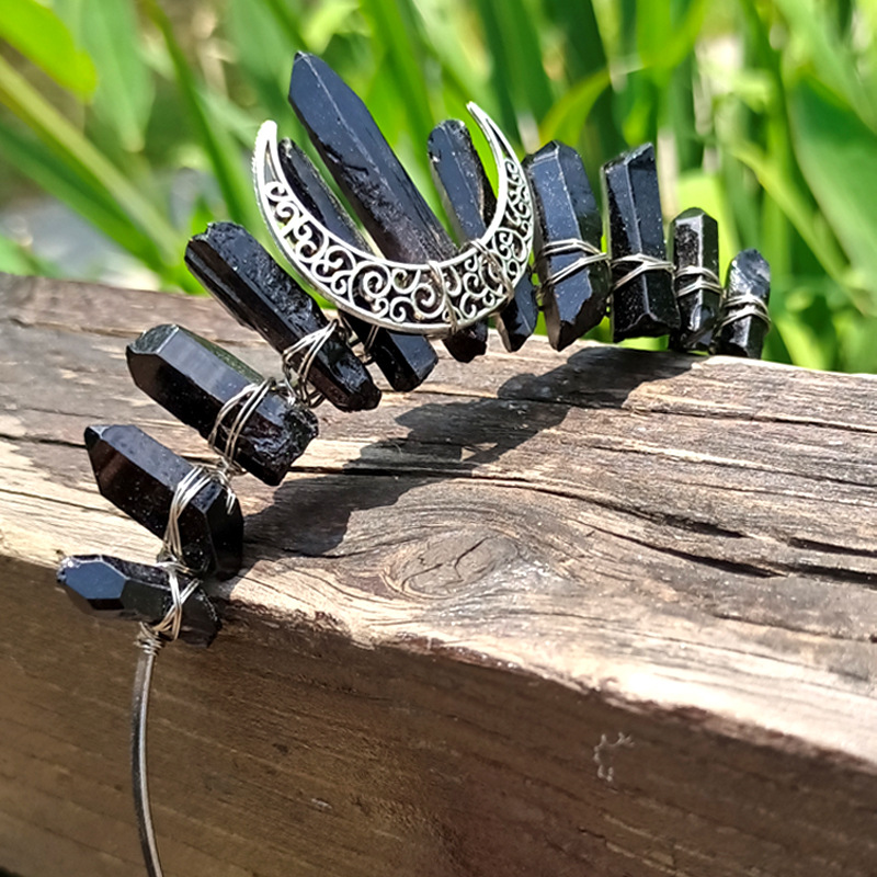 Black crystal silver wire silver moon