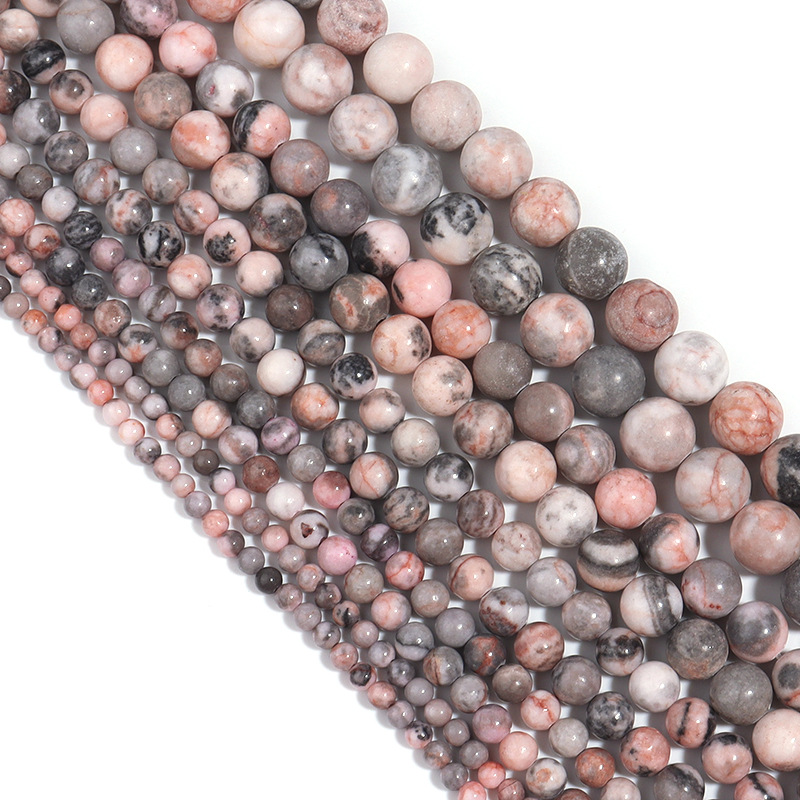 Pink zebra jasper beads Length 4mm about 93 PCs/St