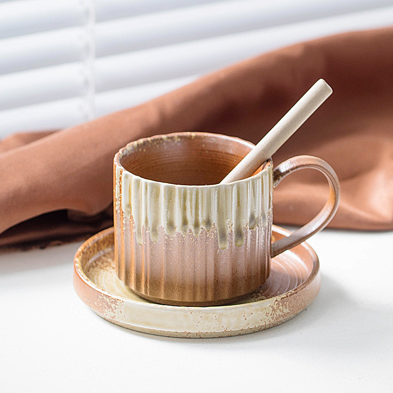 Flowing glaze - Coffee color - three piece set