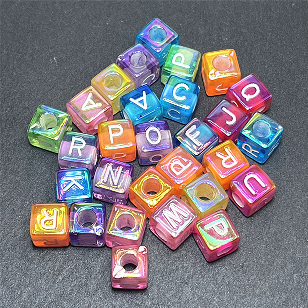 Transparent square plated color mix /8*8MM