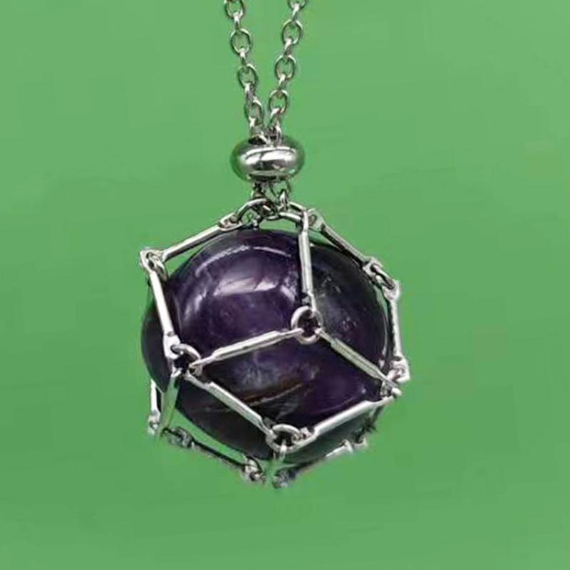 Small silver mesh amethyst