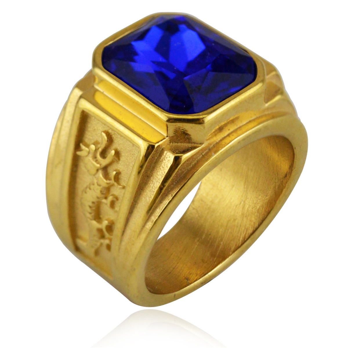 Gold blue diamond US Size #7