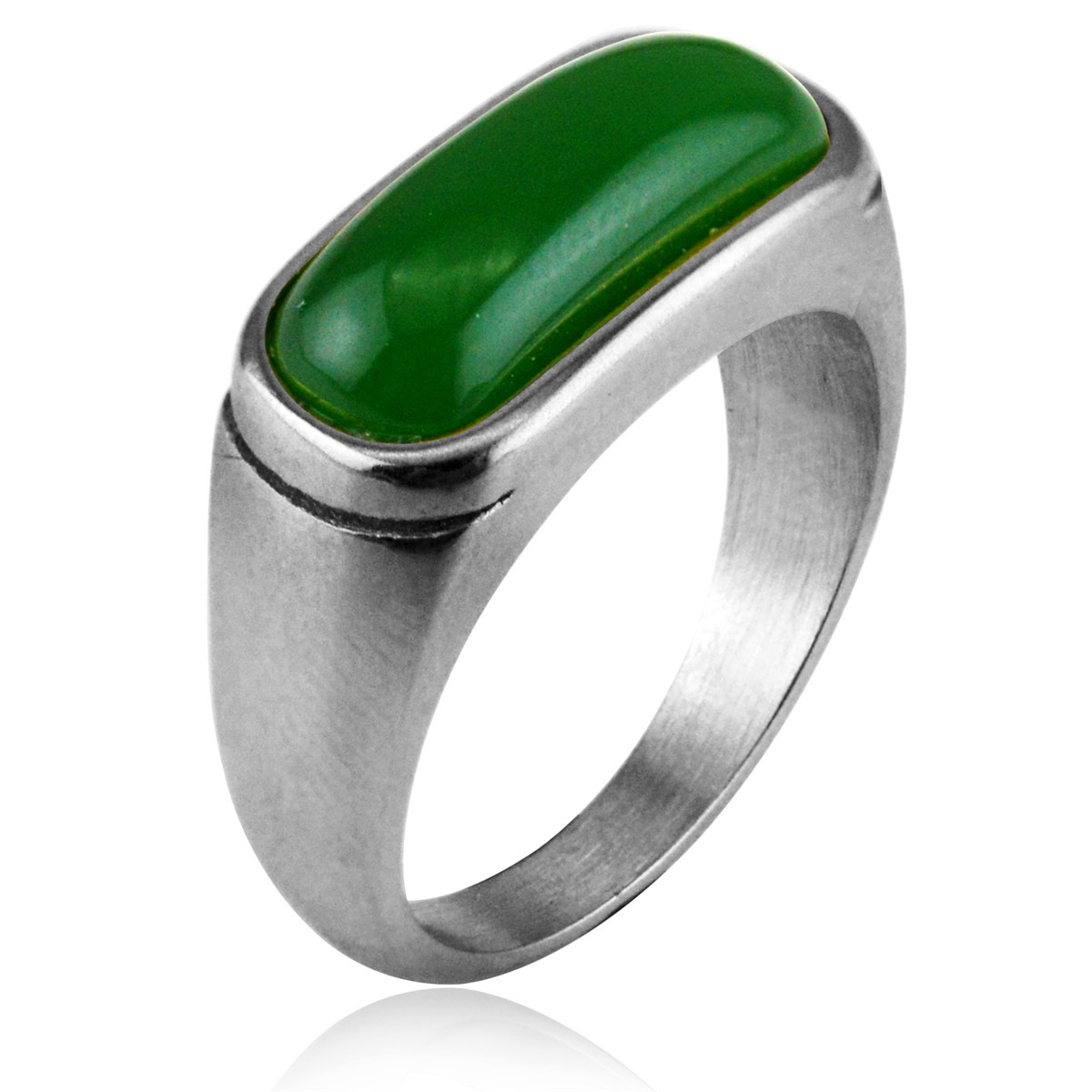 Steel green stone US Size #7