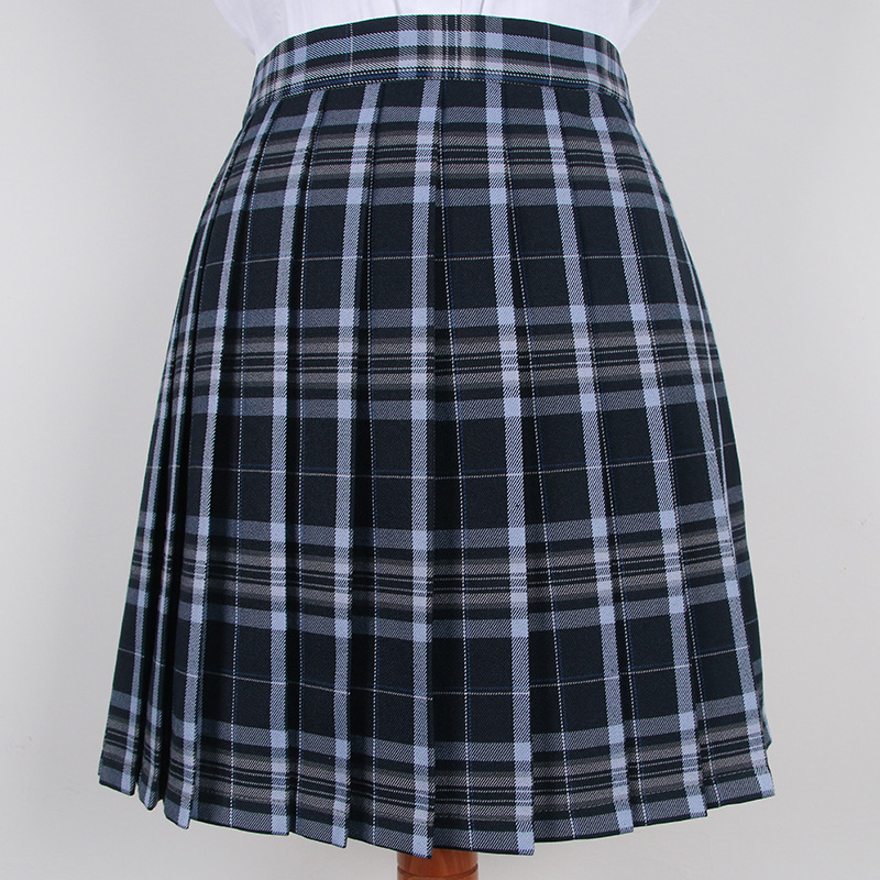 Blue strip lucky gray blue No. 34 check skirt