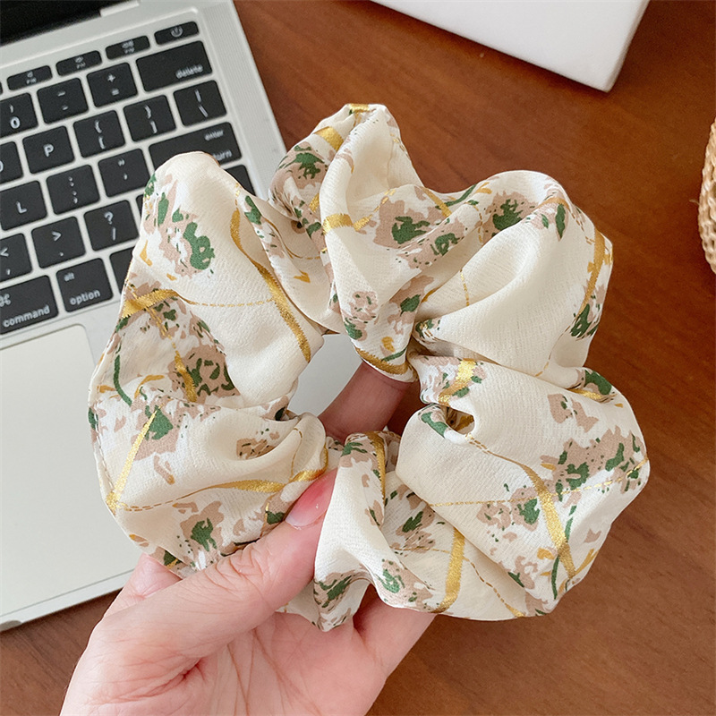 Beige - gold scrunchie