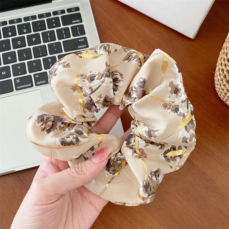 Khaki - gold scrunchie