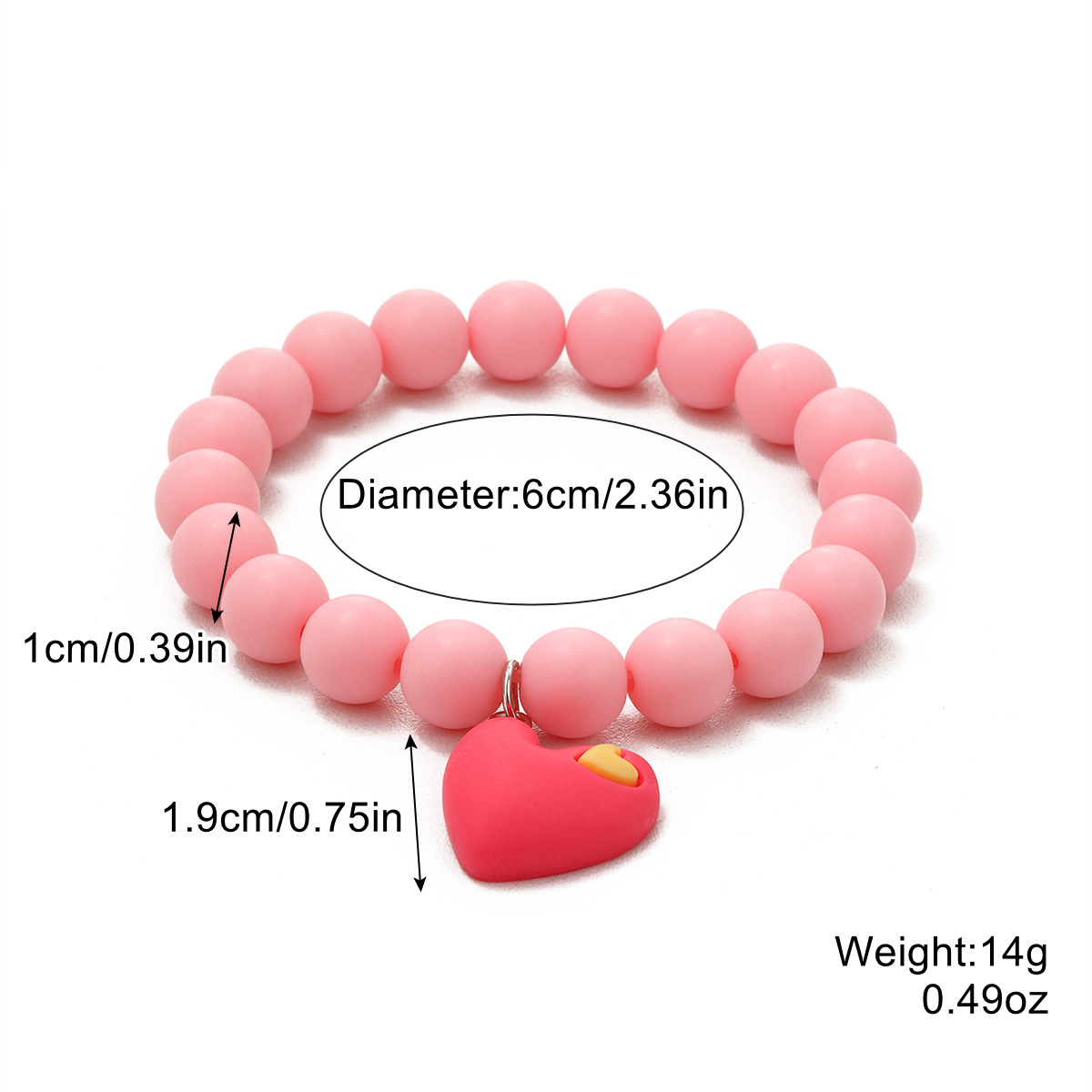 4:S2303-11 Pink bead Love heart