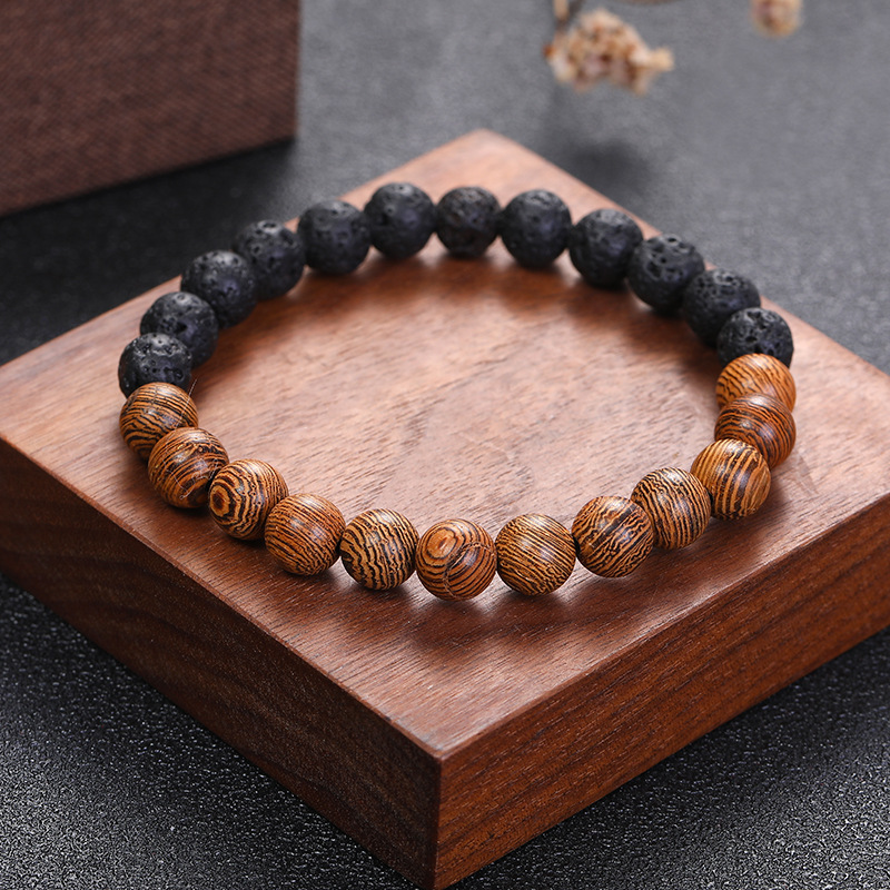 Volcanic stone + wood grain