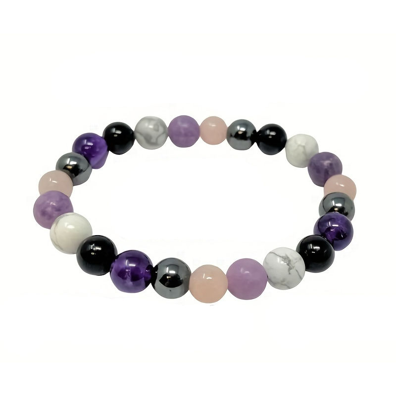 1:Rose Quartz,Amethyst,White Turquoise,Glass and Magnetic Hematite