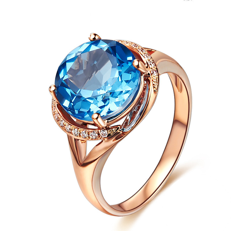 1:Rose gold sea blue diamond