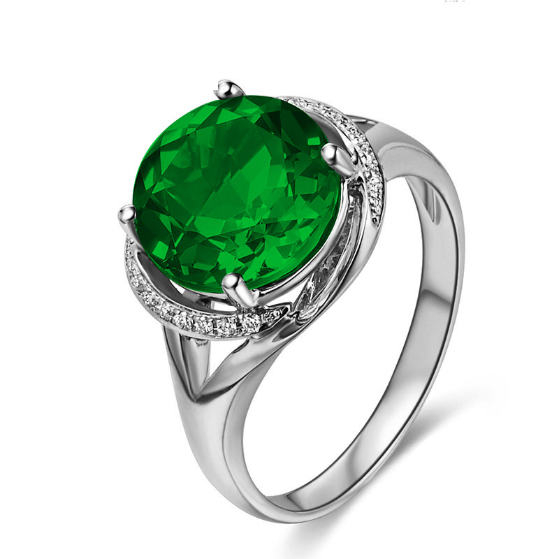 White gold green diamond