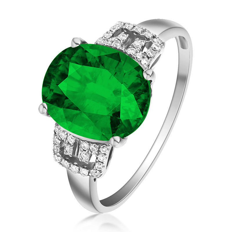 White gold green diamond