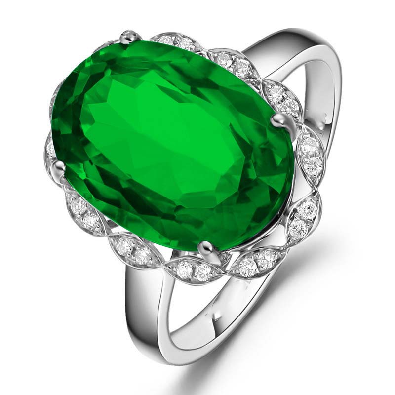 White gold green diamond