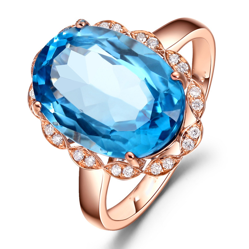 Rose gold sea blue diamond