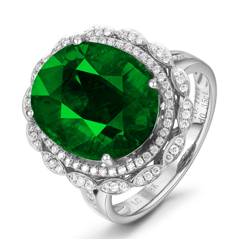 White gold green diamond