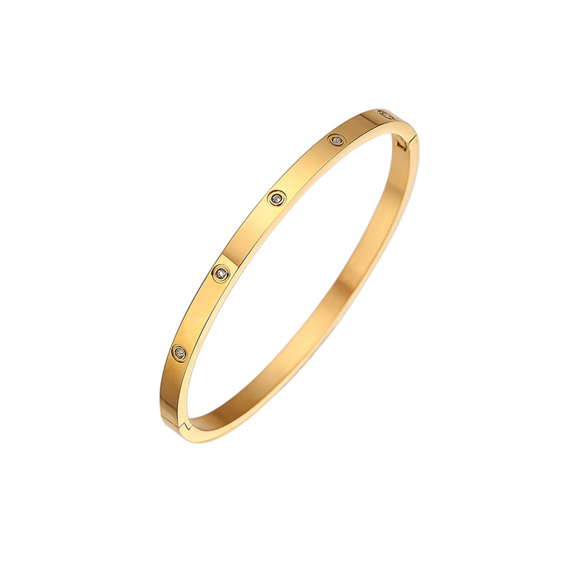 7:4MM narrow gold ten diamond lady