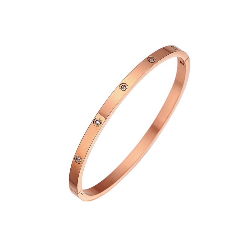 9:4MM narrow rose gold ten diamond female