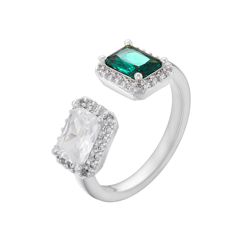 White gold, white diamonds and green diamonds