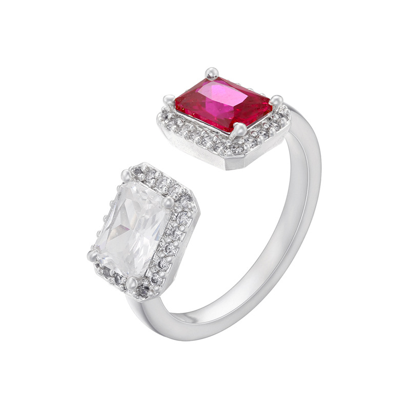 White gold white diamond with rose red diamond