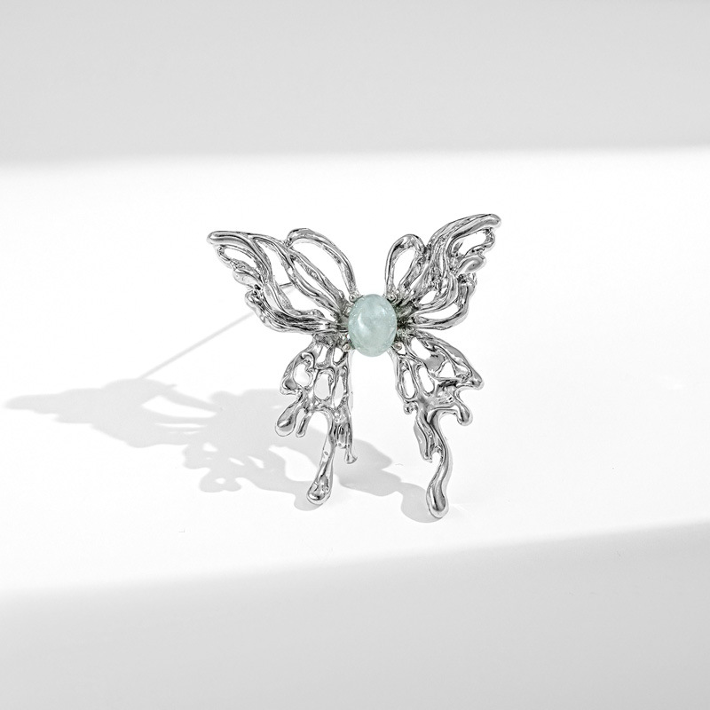 2:Silver green emerald butterfly