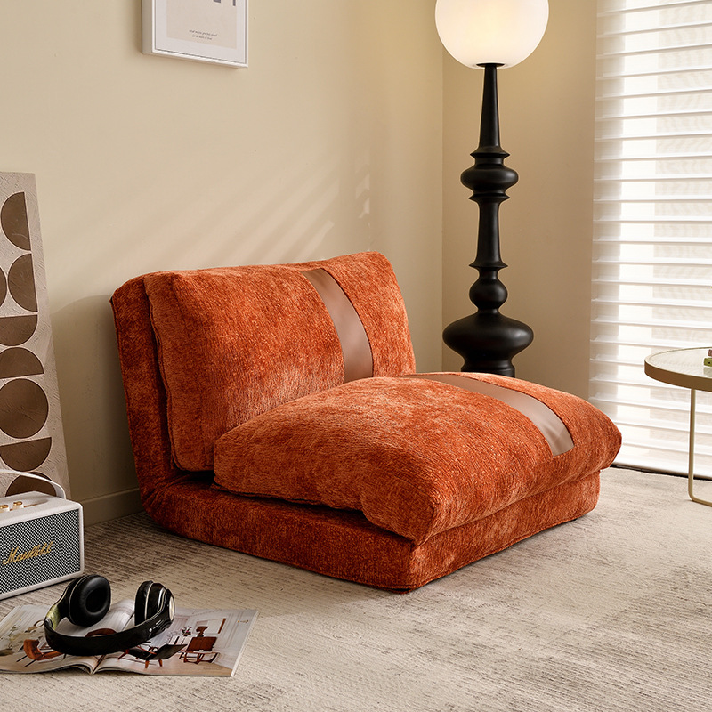 Chenille - Coral orange Brown stripe