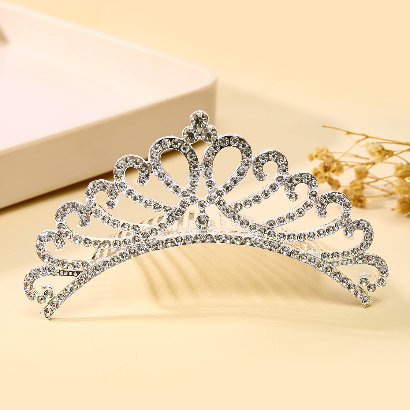 1:Silver Princess hair comb crown