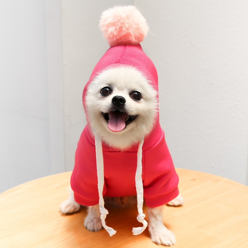 Fuzz ball rose red hoodie