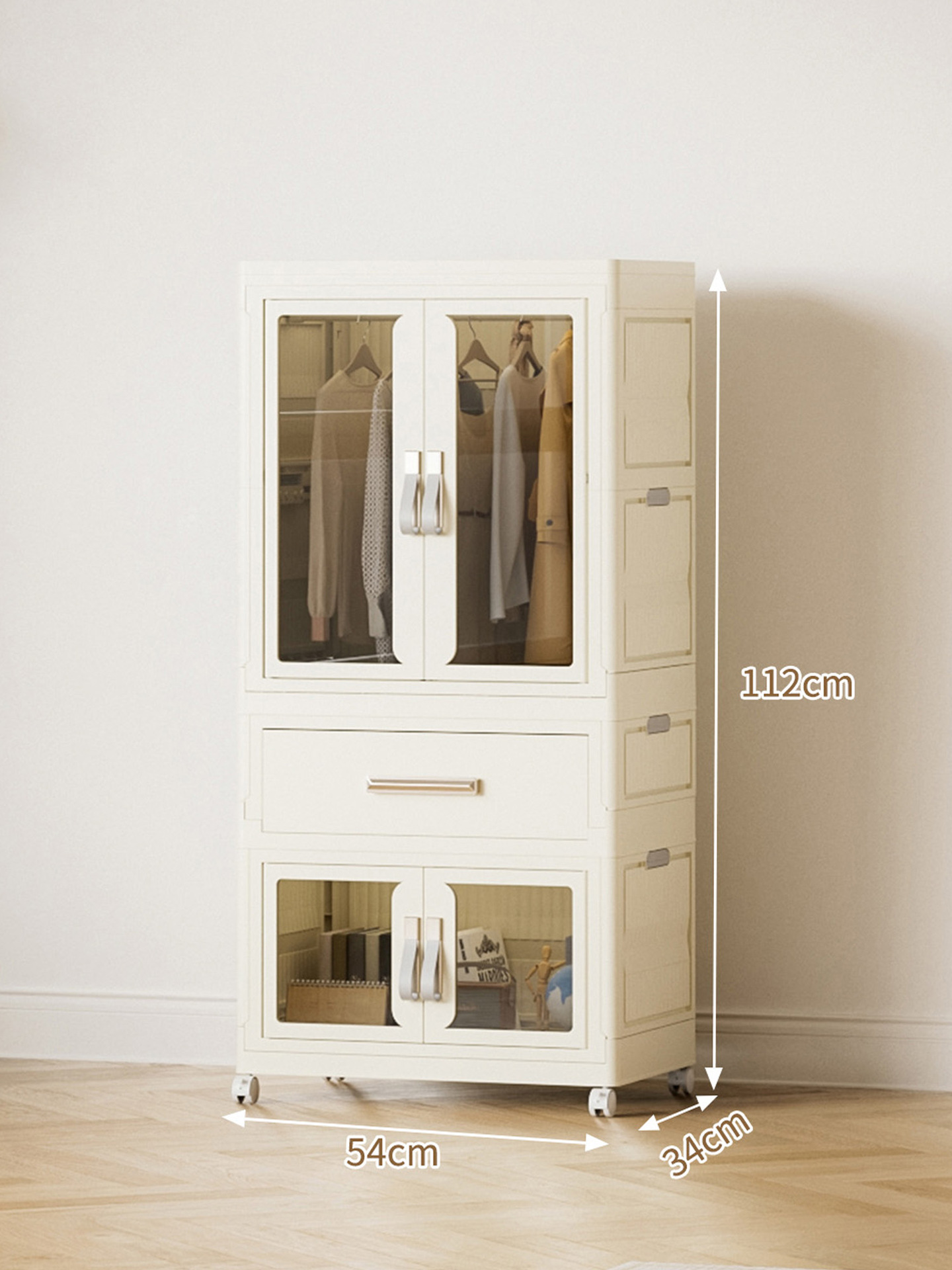 A large wardrobe   a folding cabinet   a drawer