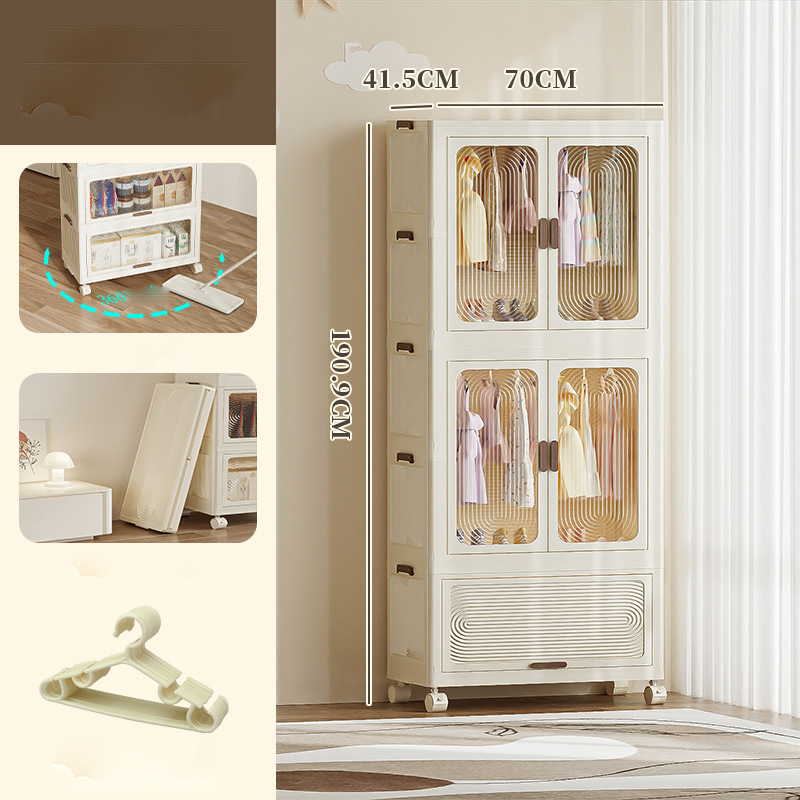 2955 Two-layer wardrobe 70cm  one layer folding cabinet white