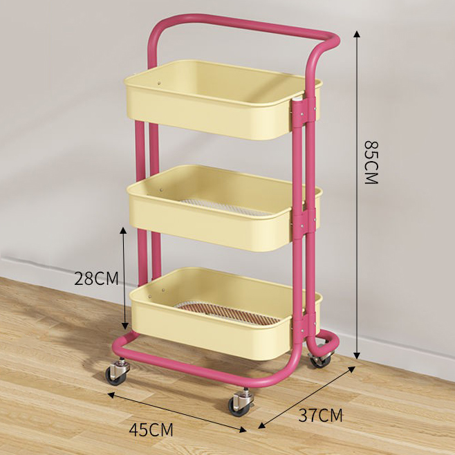 3 layer beige basket - Dragon fruit powder rod trolley