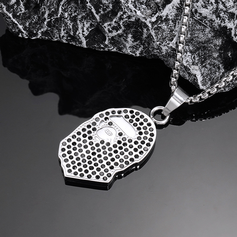 Steel black diamond pendant