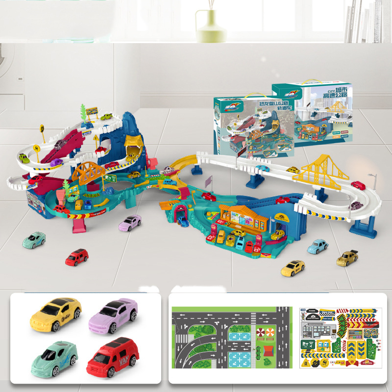 [Gift box]Dinosaur Panshan Road   Urban Expressway (including 8 cars   beautiful stickers   map)